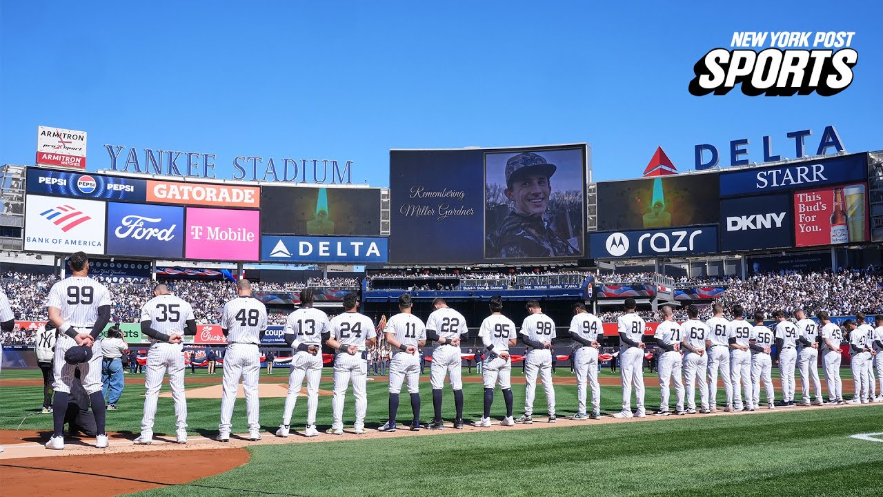 Aaron Judge looks to tear up during Miller Gardner moment of silence