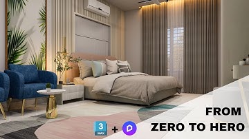 Full Bedroom Scene Tutorial in 3Ds Max + D5 Render | From Zero to Final Render + Malayalam