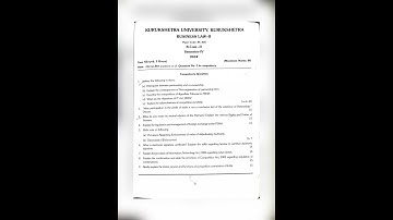 Business law 2019 B.com 4th semester question paper Kurukshetra University