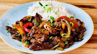 Best Pepper Steak Recipe | Easy Beef Stir Fry | Fluffy Basmati Rice Recipe |Steak and Pepper