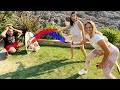 Epic CORNHOLE Trick Shot GAME! Ft. Jenna Bandy & Josh Horton