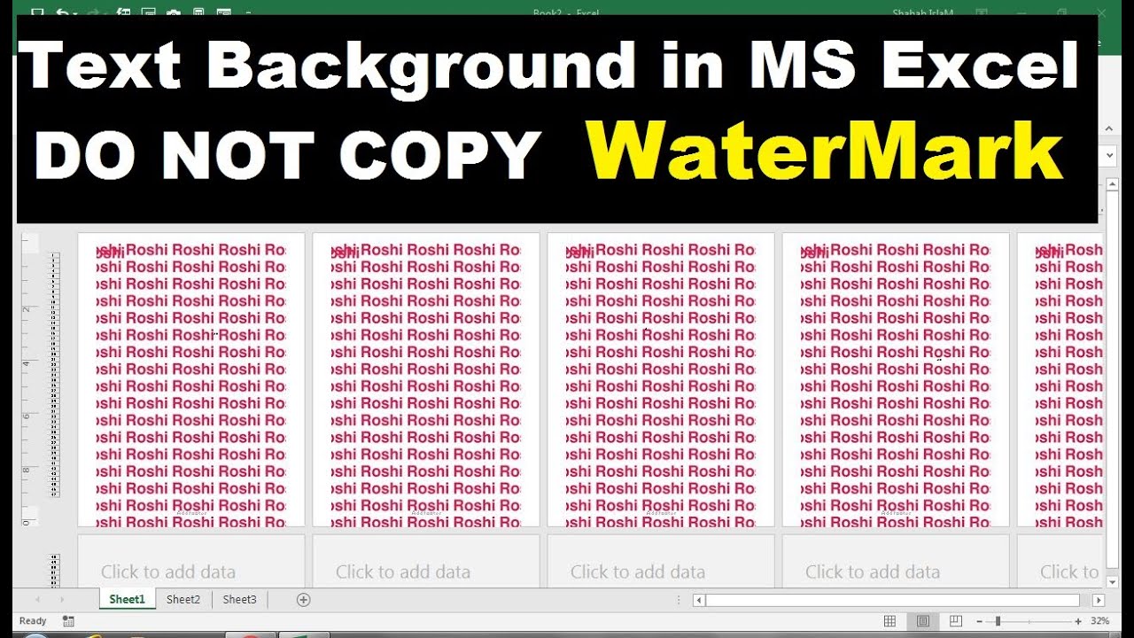 how to make watermark in excel - YouTube