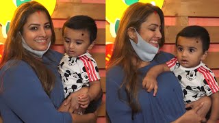 Anita Hassanandani steals the Limelight with her Son Arav Reddy at Puja Banerjees son's Birthday