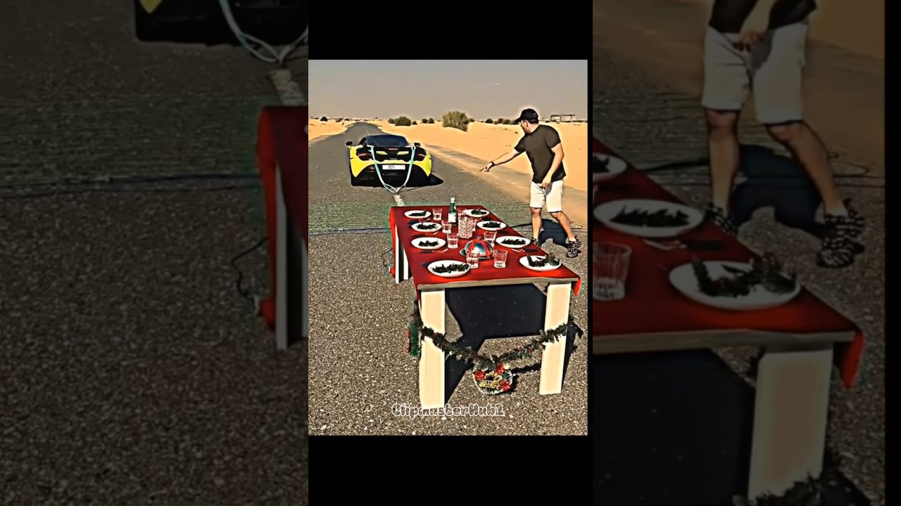 Supercar Pulls Dinner Table in Desert 😱 | Crazy Luxury Car Experiment