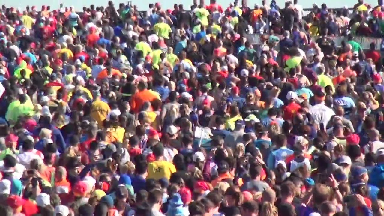 50,000 Start the NYC Marathon heading across the Verrazano Bridge