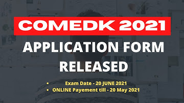 COMEDK 2021 | Application Form For B.Tech is Released | Exam Date 20 June 2021 | #shorts #jee2021
