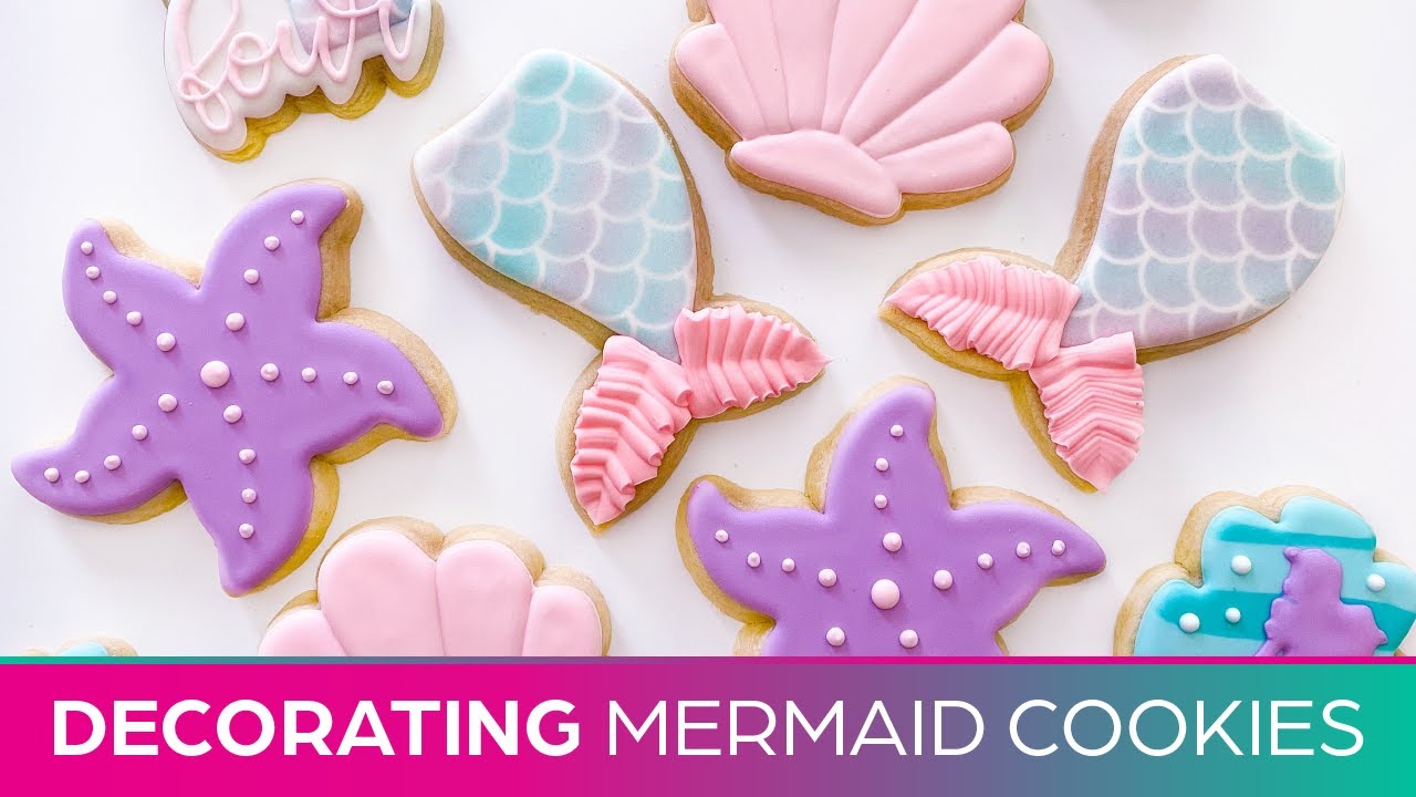 Decorating Mermaid Sugar Cookies (Outline, Flood and Airbrush)