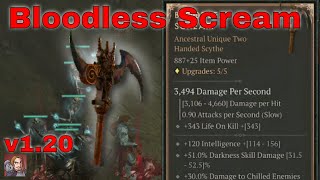 Diablo IV Unique Items - Bloodless Scream (Two Handed Scythe)[Patch 1.20]