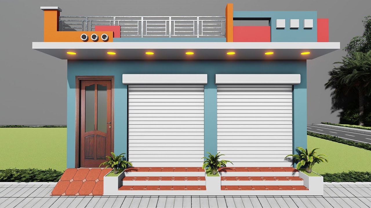 आगे दुकान पीछे मकान  का नक्शा ,3D 22 by 50 dukan ka naksha , 22*50 house plan ,3D house design