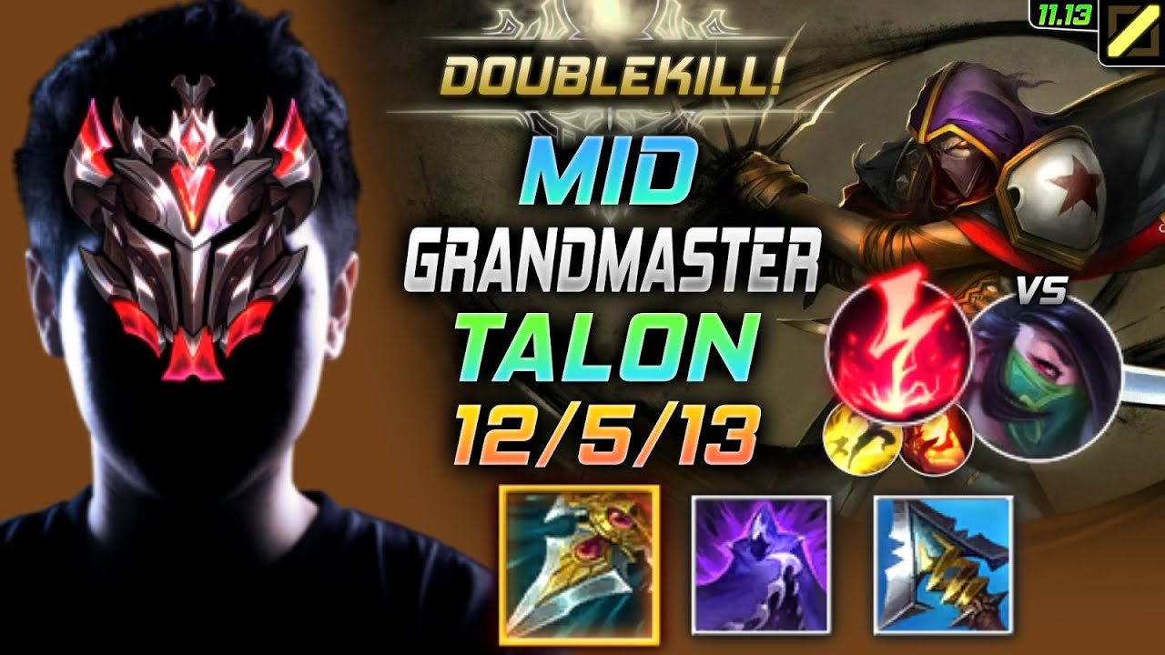 GrandMaster Талон MID vs Акали - Talon LOL Коготь охотника Казнь электричеством - KR 11.13