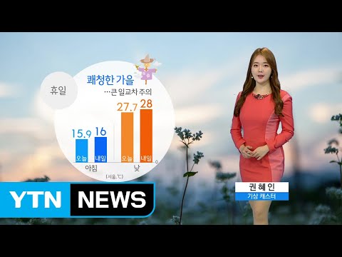 [날씨] 휴일 쾌청한 가을...큰 일교차 주의 / YTN