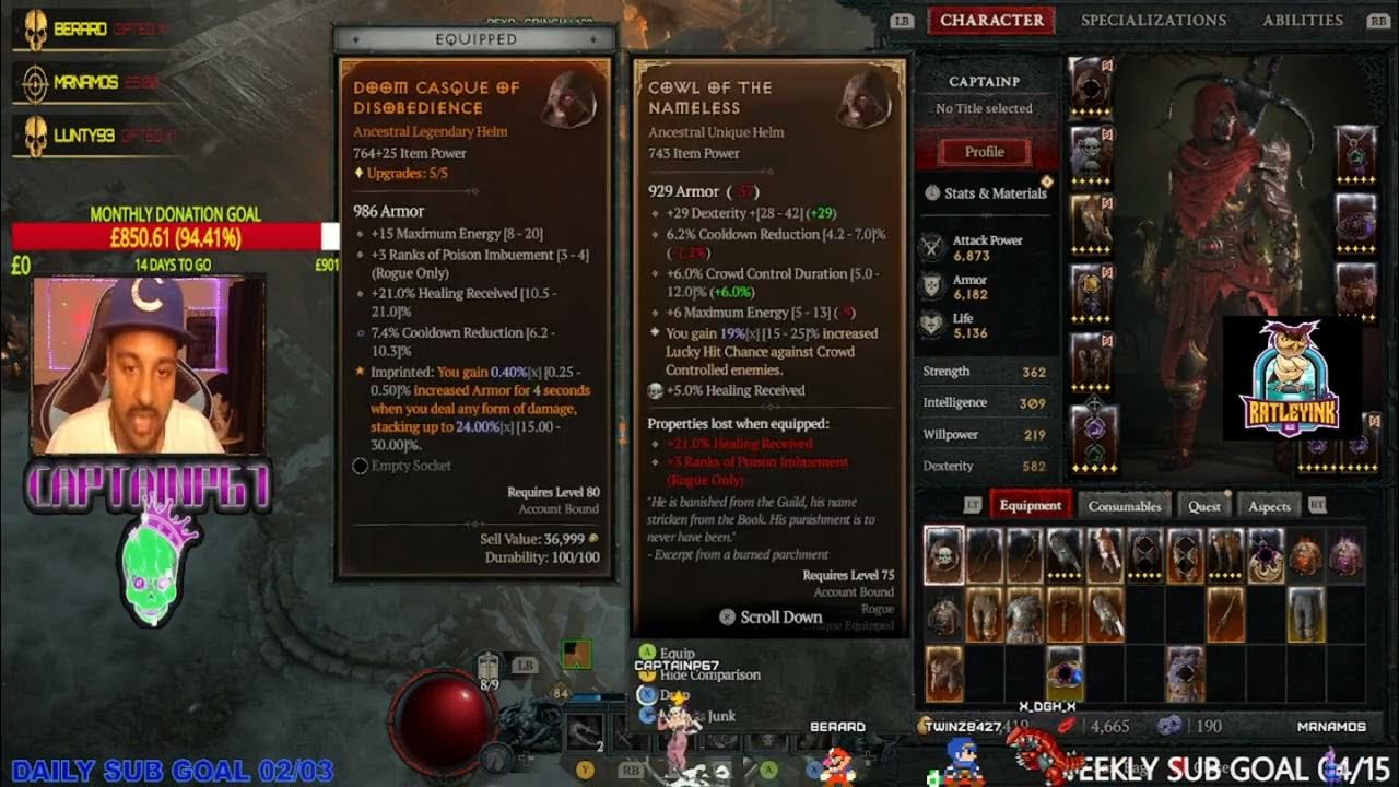 Diablo 4 cowl of the nameless rogue unique item overview sponsored by