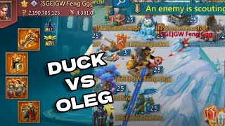 Duck VS Oleg 5 piece Emperor Feng. The Super Bamboozle Part 1. Lords Mobile.