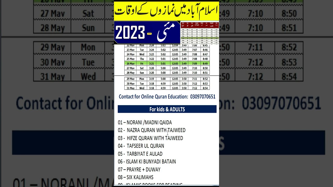 Islamabad Prayer Time Today 2023 Islamabad Namaz Time Today Fajar Islamabad Prayer Time Today 2023 Islamabad Namaz Time Today Fajar