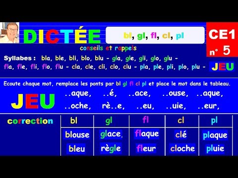 Dictee Autonome Ce1 Les Sons Des Syllabes Bl Cl Fl Gl Pl 5 Youtube