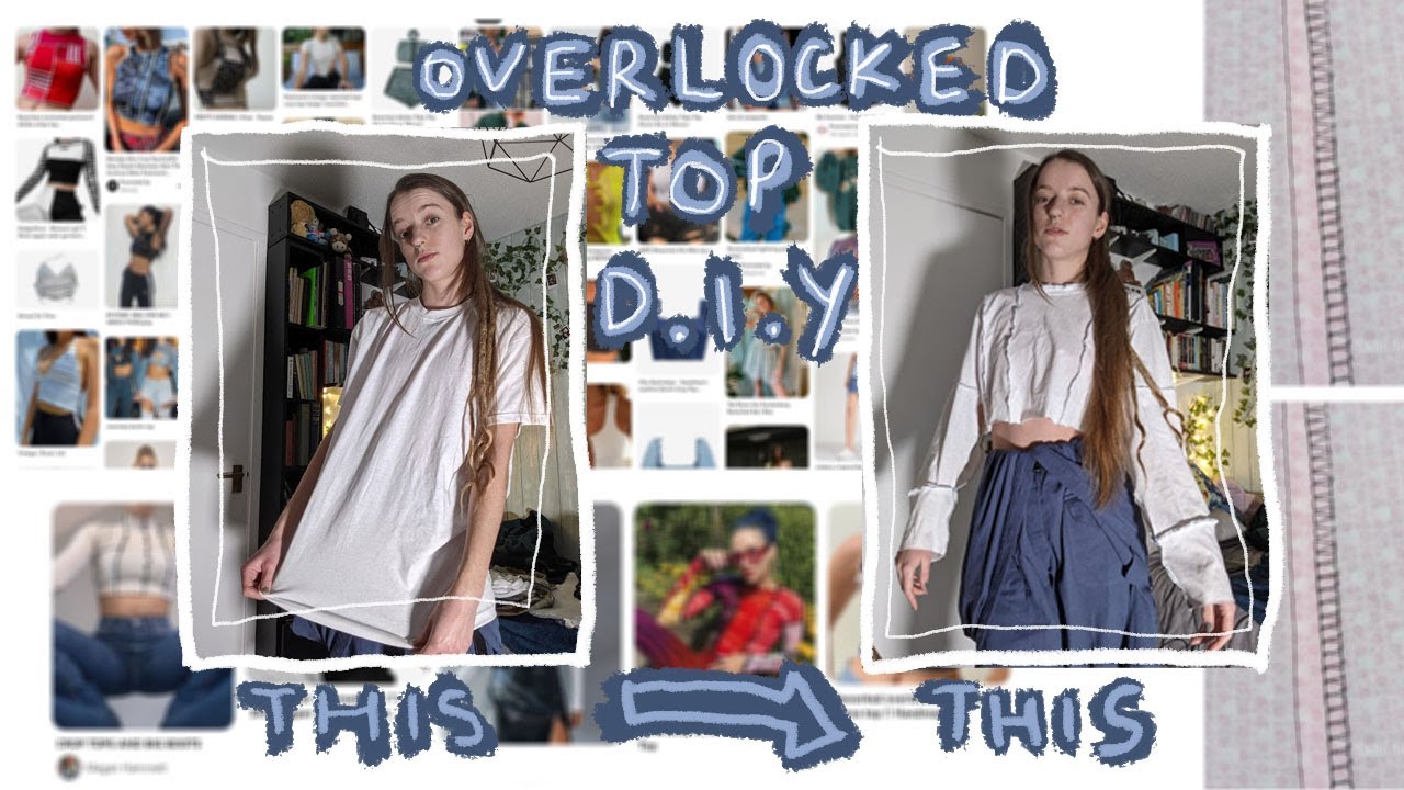 Overlocked contrast stitch top | DIY | Upcycling my clothes
