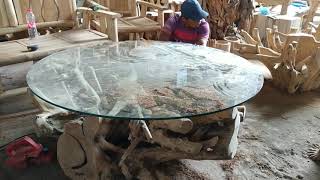 Making of Teak Root Table