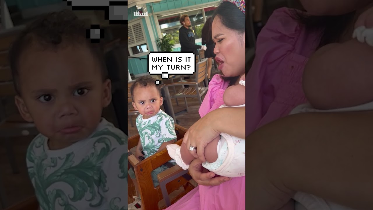 Toddler is a bit jealous of his baby sister