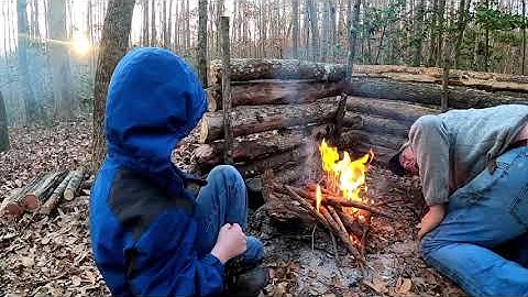 1 Year in Log Cabin Survival Shelter (Building, Camping, Repairing Bushcraft Shelter)
