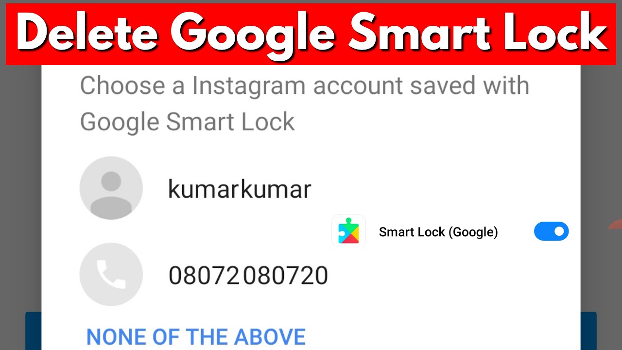 How To Remove/Delete Google Smart Lock on instagram Android Mobile
