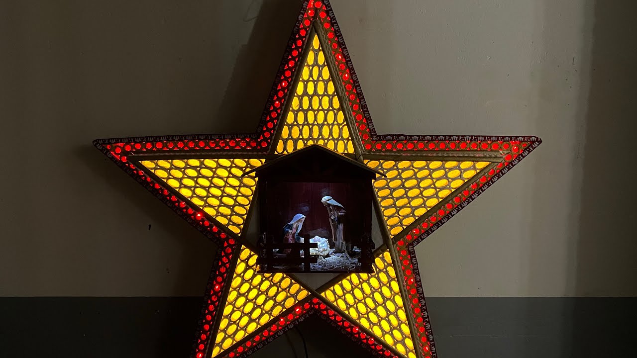 DIY PAROL PHILIPPINE CHRISTMAS LANTERN WITH CHRISTMAS CRIB