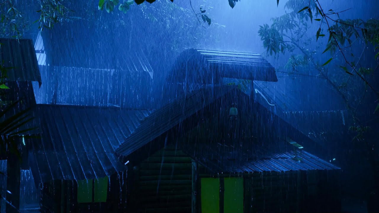 Fall into Sleep in Under 5 Minutes with Intense Rain Sounds on a Dark Night for Focus & Relaxation