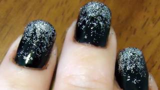 Black and Silver Gradient Glitter Nail Tutorial