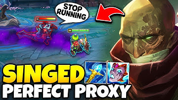 When Singed Proxies PERFECTLY the enemy top laner loses his mind... (RANK 1 SINGED)