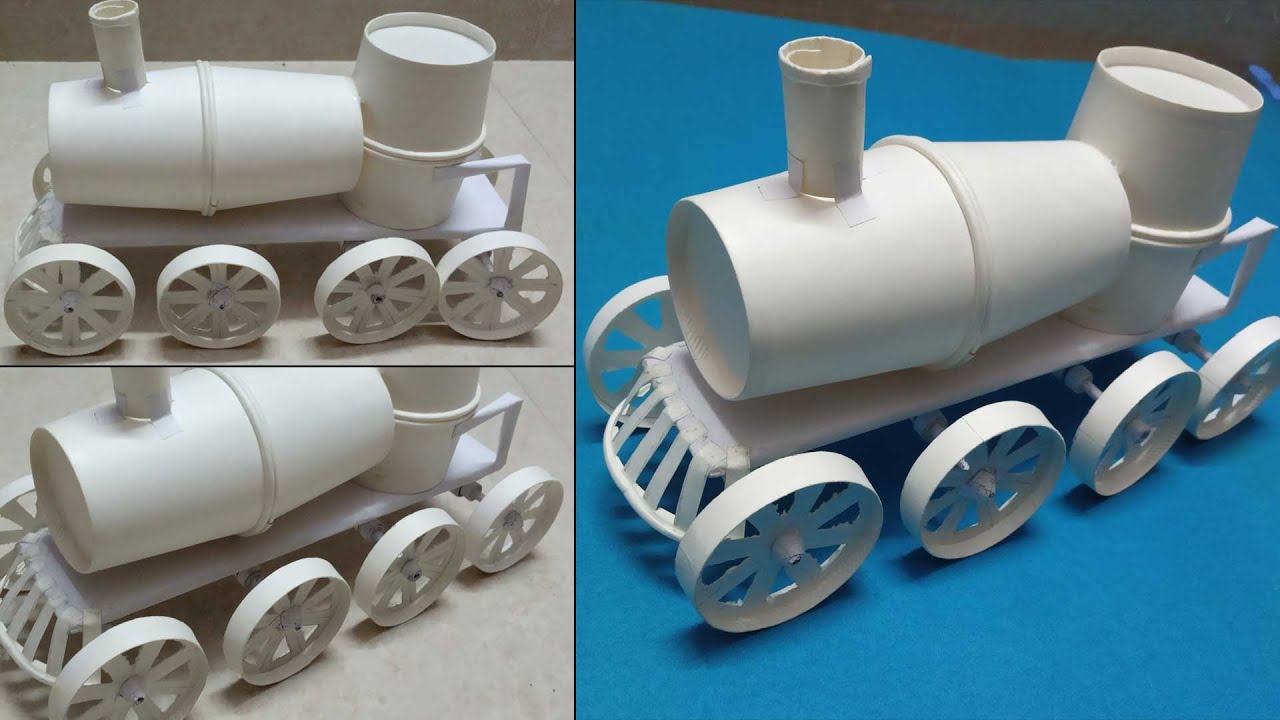 How to make a train from Paper Cups Disposable Paper Cup Crafts YouTube