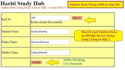 Update Data From Database Using Linq ( Linq to SQL ) in Asp.Net C# | Hindi | Free Online Classes