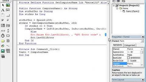 VB6 - How to Get Computer Name