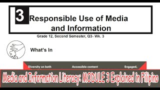Media and Information Literacy: Module 3 [DOWNLOAD] Explained in Filipino