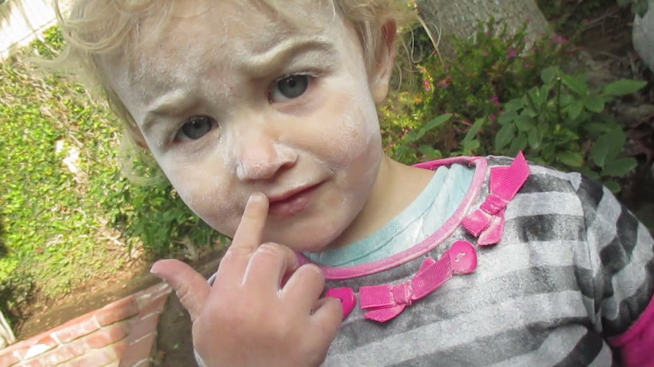 baby powder on face baby girl and sister YouTube