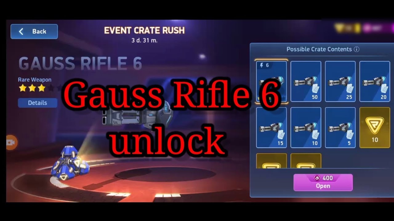 Gauss Rifle 6 unlock. Mech Arena YouTube