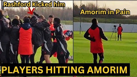 Garnacho & Rashford hitting Amorim as he run the gauntlet for his 40th birthday in training vs FCSB