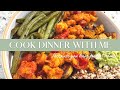 Cook Dinner with Me! Delicious Shrimp Bowl, Super Grains, Sweet Potato, Green Greens, Spicy Guac