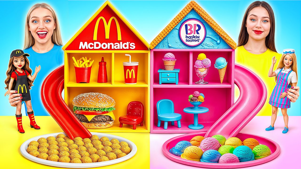 Строим Удивительный Кукольный Домик для Лабубу | МакДональдс vs Баскин Роббинс от Multi DO Smile
