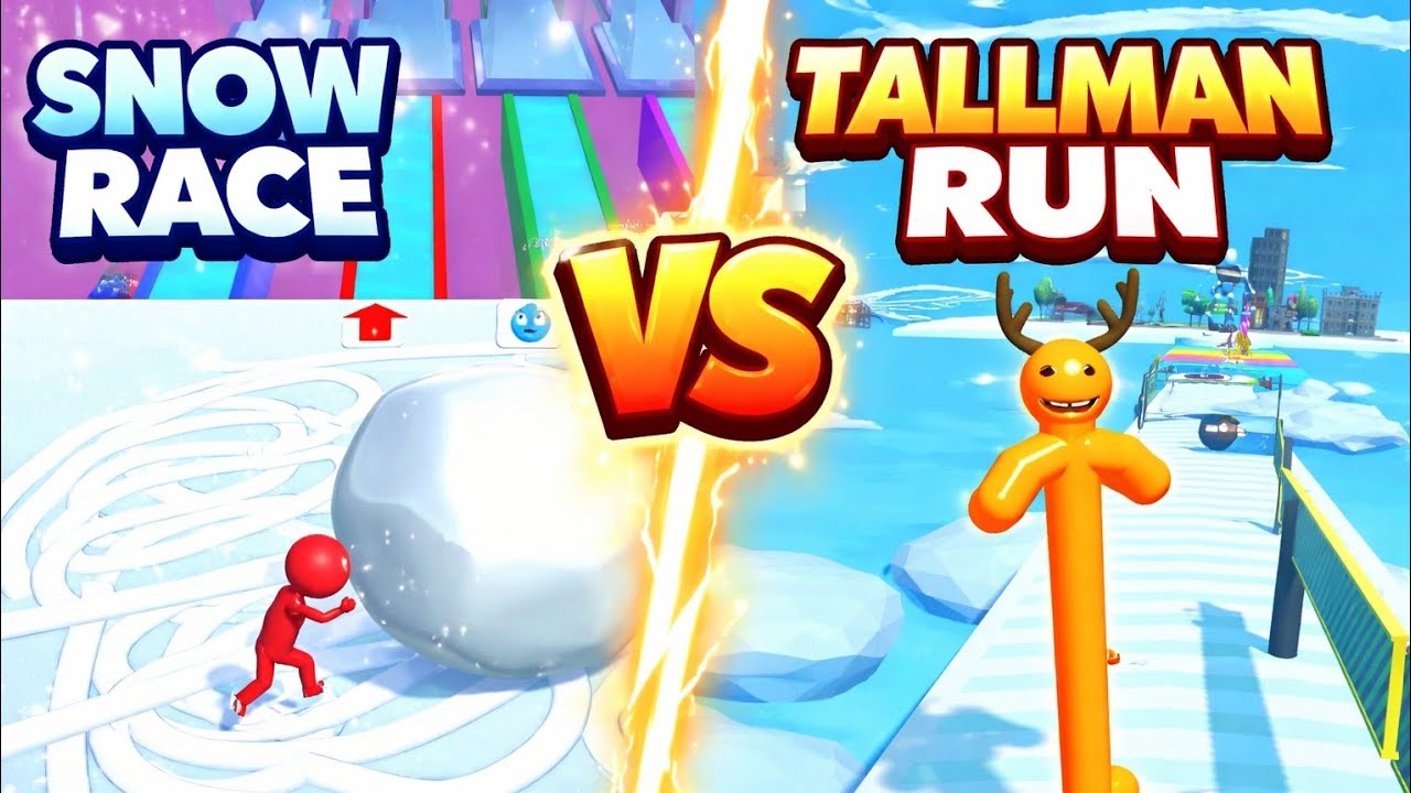 Snow Race VS Tall Man Run – Epic Last Second Winner! 😱 | Battle Run Games