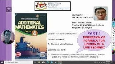 eBelajau - ADD MATHS F4 KSSM 7.1.2 [Part 1] Deriving the Formula for Divisor of a Line Segment