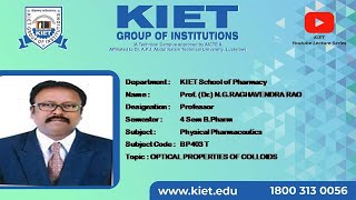 B.Pharma_4Sem| OPTICAL PROPERTIES OF COLLOIDS | Dr.N.G.RAGHAVENDRA RAO