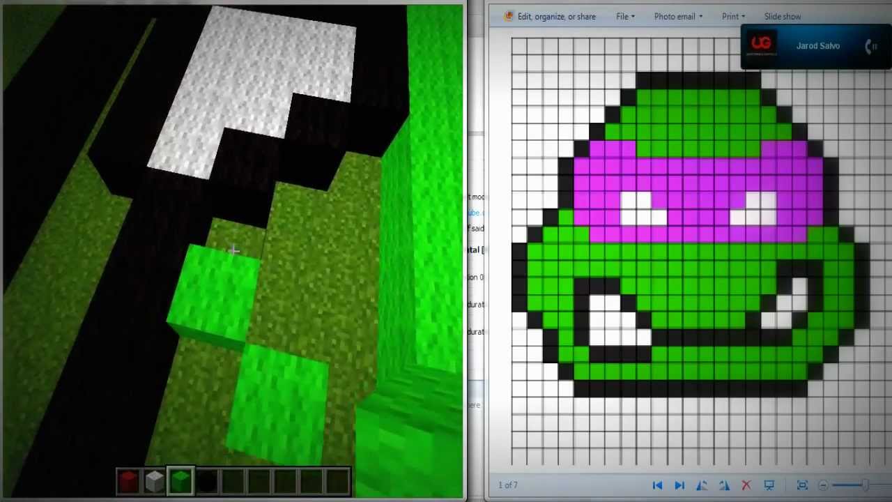 ninja turtle minecraft pixel art - YouTube