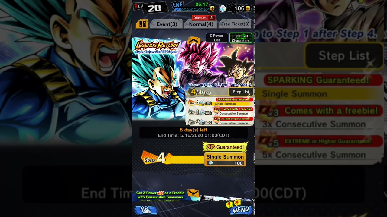 Db legends Lf vegeta returns guaranteed sparking ticket