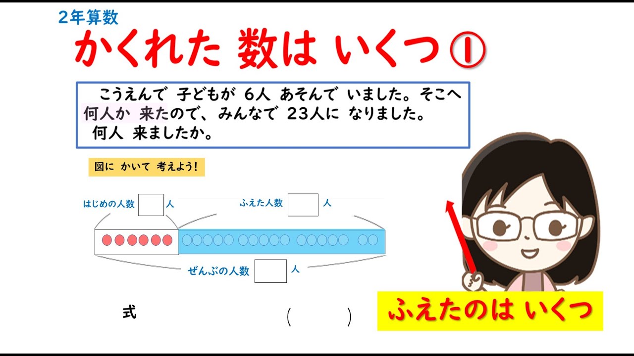 【2年算数】図を使って考えよう①(ふえたのはいくつ) - YouTube