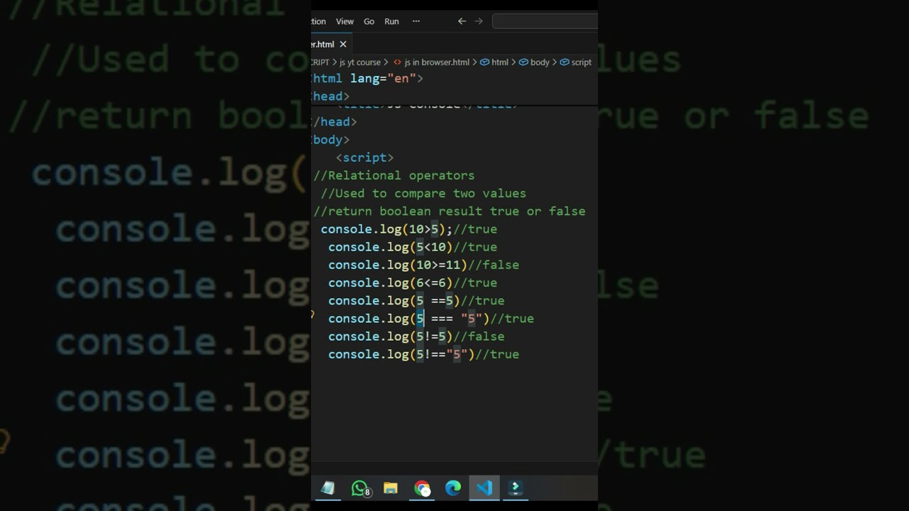 Relational operators in JavaScript 