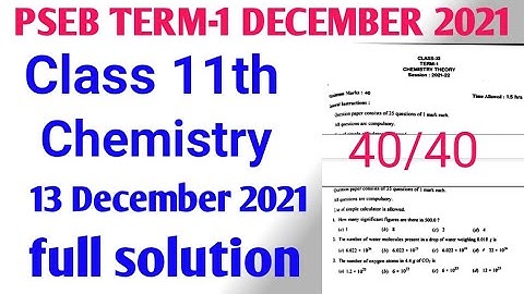 PSEB board term-1 exam 2021 class 11th  Chemistry  paper 100% real paper// पंजाब बोर्ड