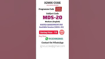 MDS 20 Solved Assignment PDF 2024-25 in English, MASS/PGDSS program MDS-20 Solved assignments