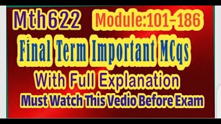 Mth622 Part:1 Final Term Important And repeated Mcqs Objective