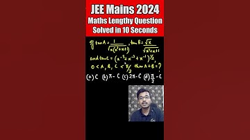 JEE Mains 2024 Question Solved in 10 seconds🔥Sigma JEE Aspirant😎 Short Tricks for JEE Maths #shorts