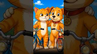 Cat &amp; Dog Best Friends 🐱🐶 | Fun Cycling Cartoon Animation #shortvideo #cat #dog