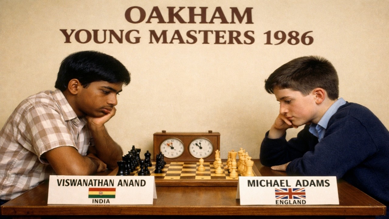 Viswanathan Anand vs Michael Adams • Oakham Young Masters. 1986